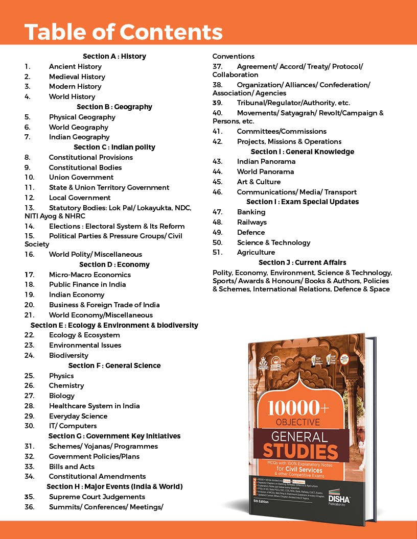Disha 10000+ Objective General Studies MCQs with 100% Explanatory Notes for Civil Services & other Competitive Exams